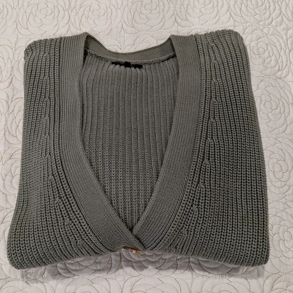 Quince Sage Green Oversized Ribbed Cardigan, Size M - Picture 6 of 6